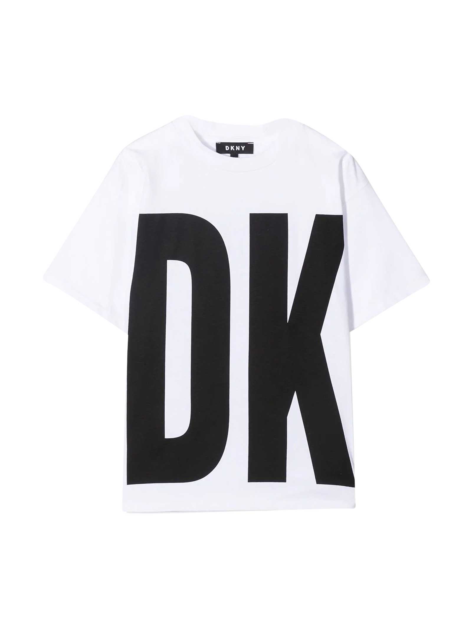 Shop Dkny White T-shirt Teen In Bianco