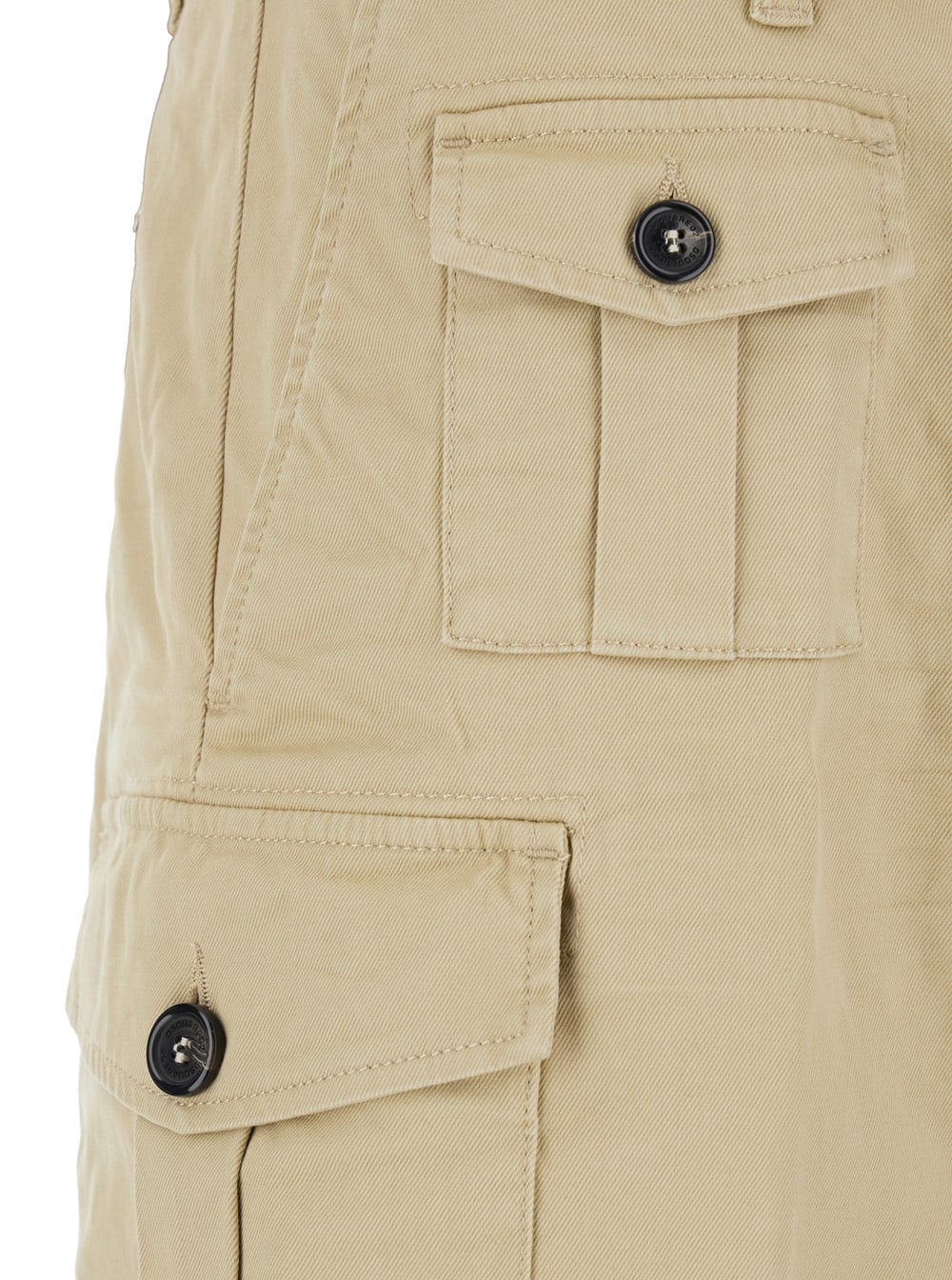Dsquared2 Beige Bermuda With Asymmetric Cargo Pockets And Belt Loops In Cotton Man In Neutral