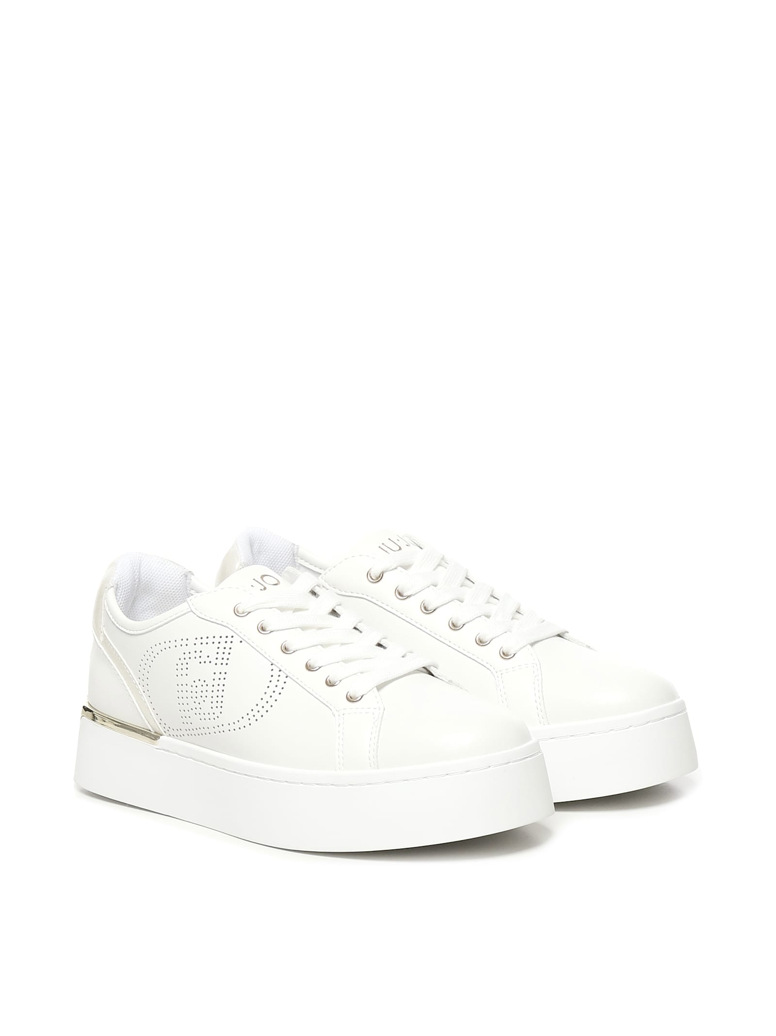 LIU •JO LEATHER SNEAKERS WITH PERFORATED LOGO