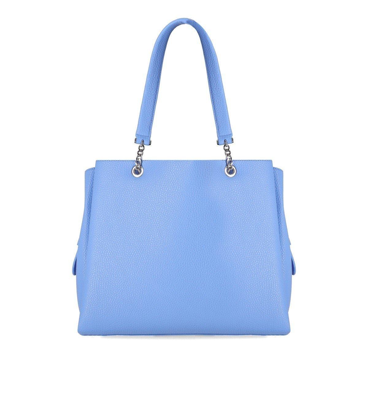 Shop Emporio Armani Logo Printed Tote Bag In Clear Blue