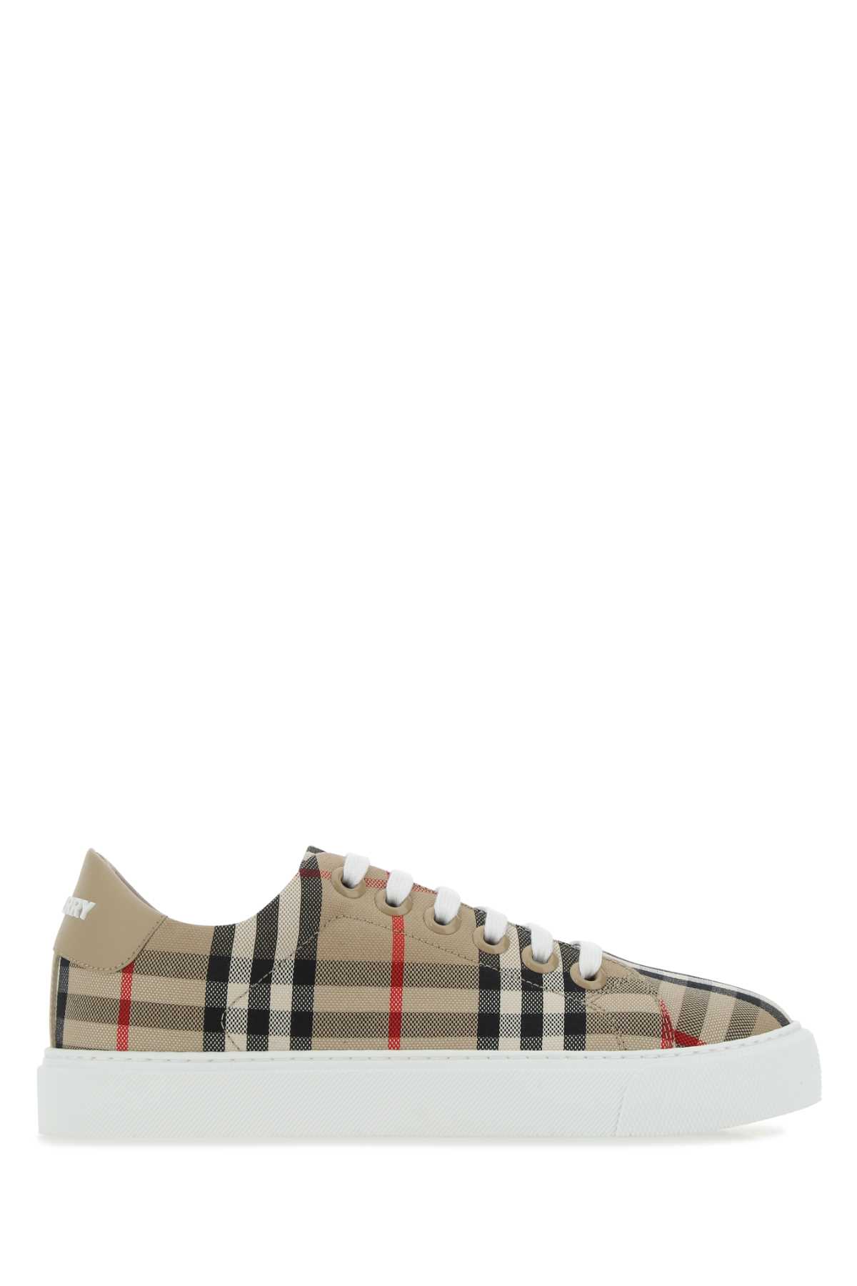 Shop Burberry Embroidered Canvas Sneakers In A7026