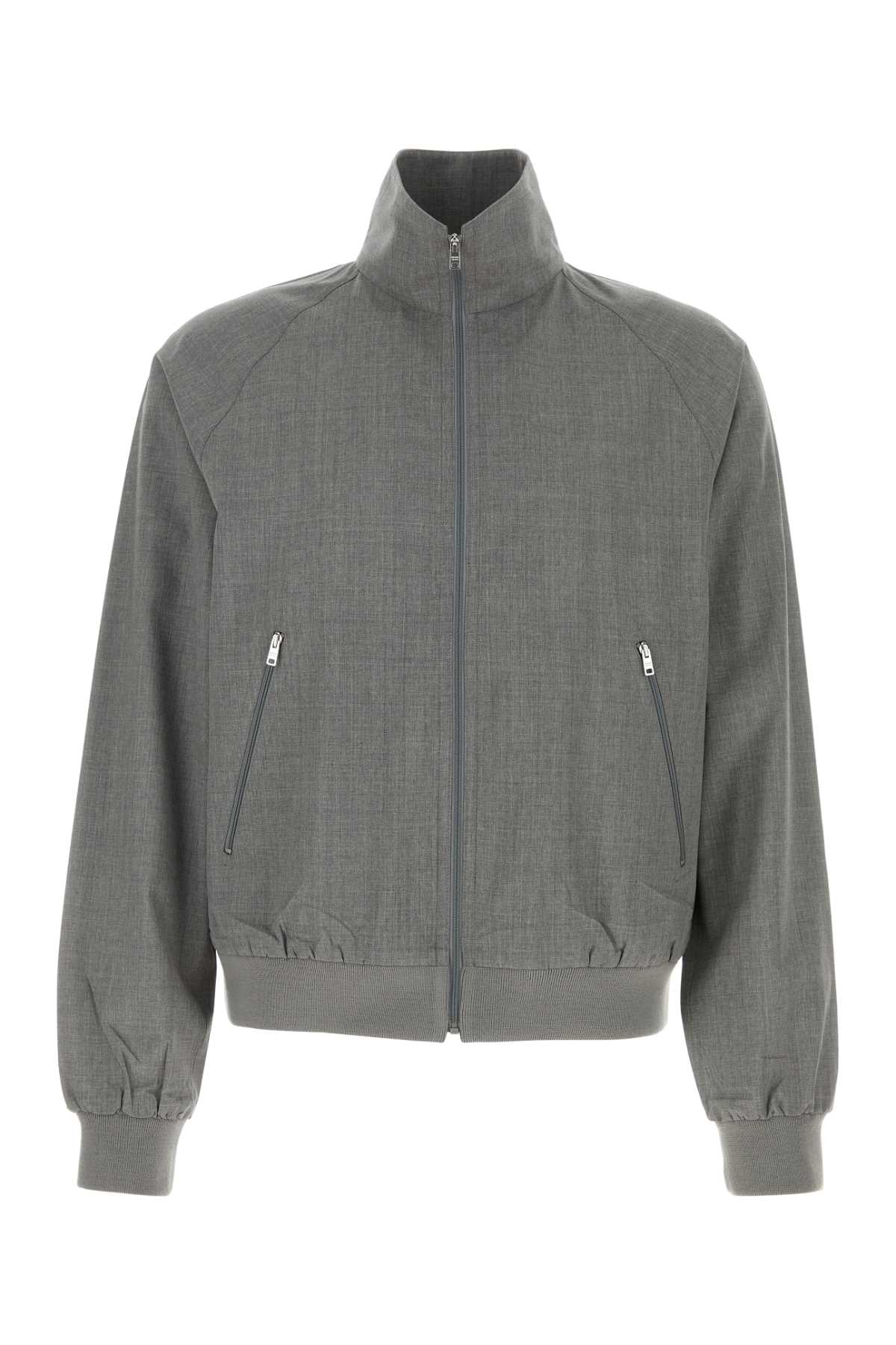 Grey Wool Bomber Jacket