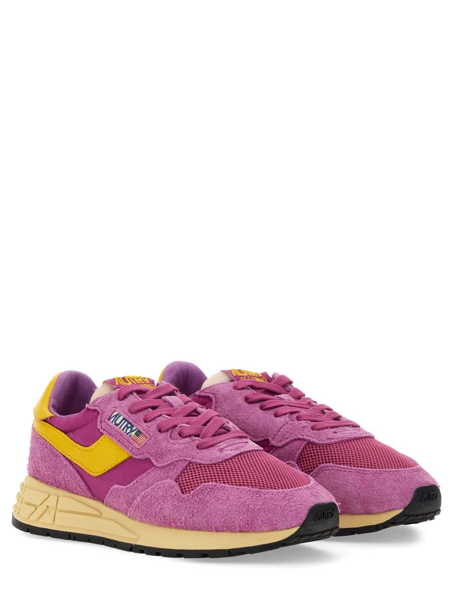 Autry 'reelwind' Violet Low Top Sneakers With Logo Patch On Tongue And Side In Pink