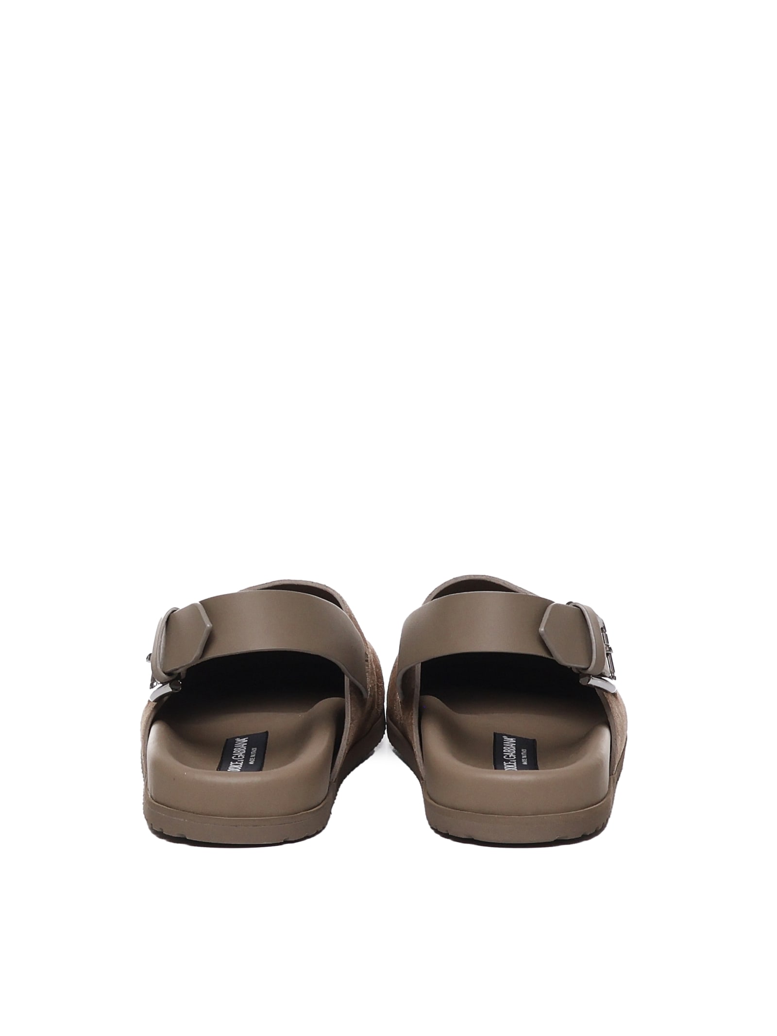 Shop Dolce & Gabbana Calfskin Mule Sandals In Nocciola