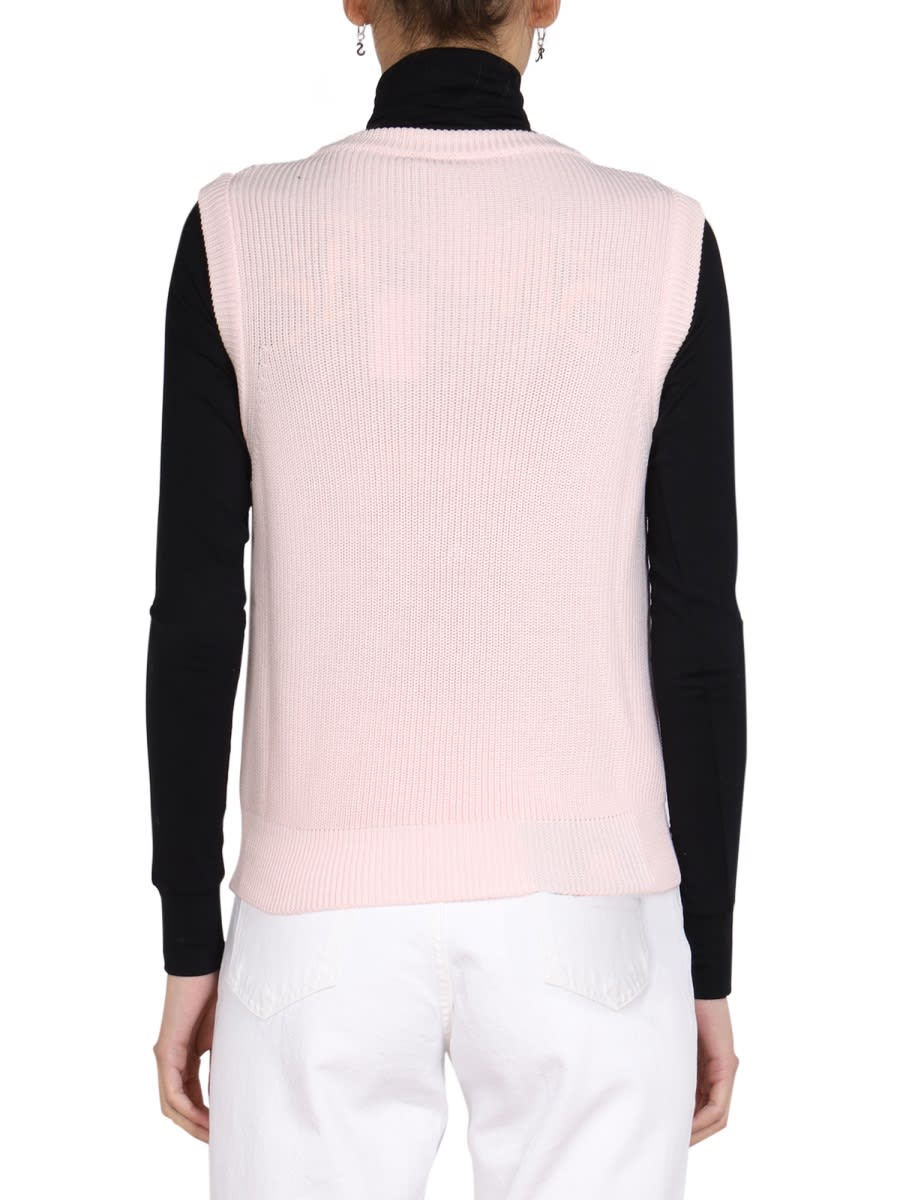 Shop Raf Simons Knitted Vest In Pink