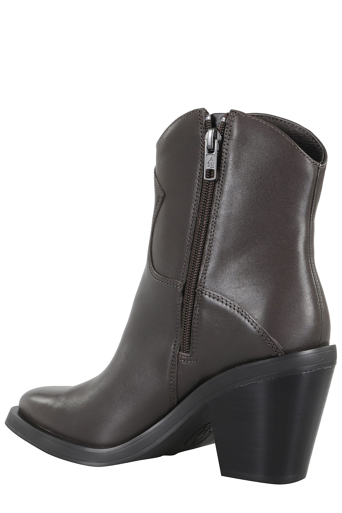 Ash Brown Leather Ankle Boots In Brown