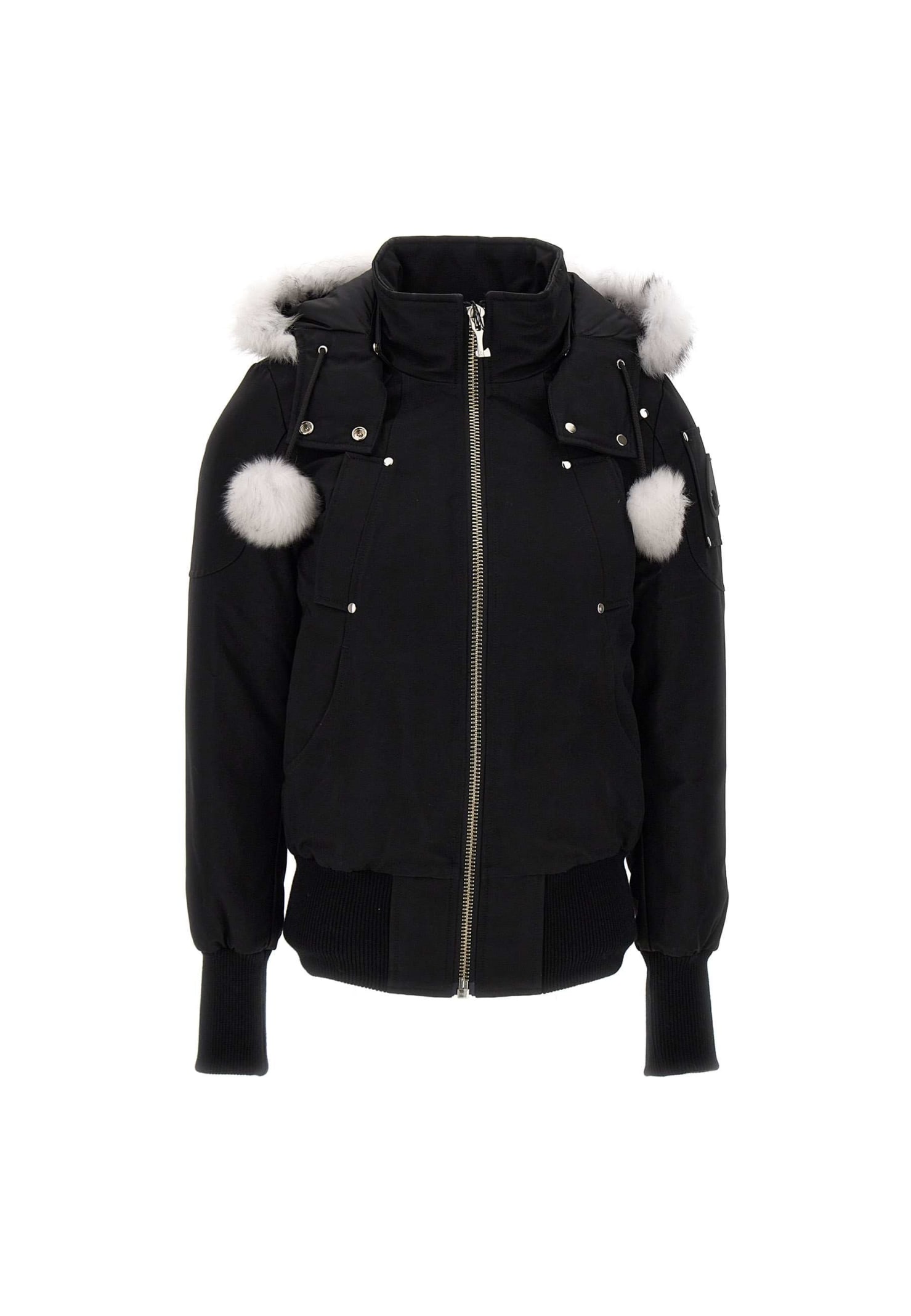 Moose Knuckles Black And White Debbie Down Jacket In Black