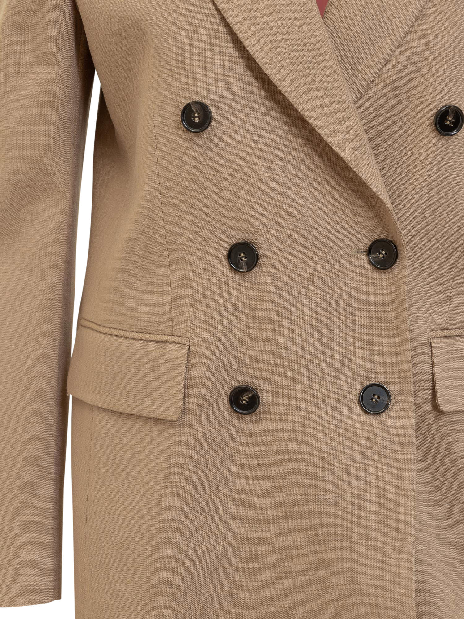 Shop Msgm Double-breasted Blazer In Sand