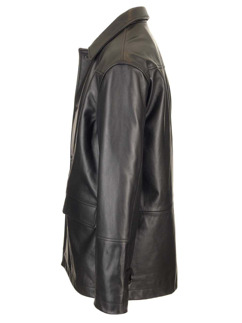 Mm6 Maison Margiela Leather Jacket Jackets Black In Black