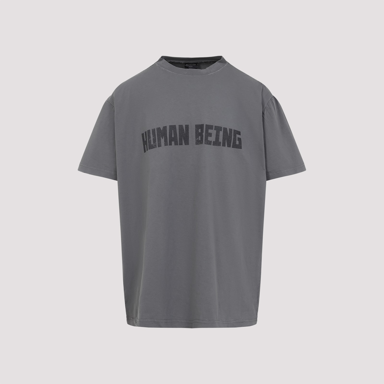 Balenciaga Graphic Text Grey T-shirt With Relaxed Fit