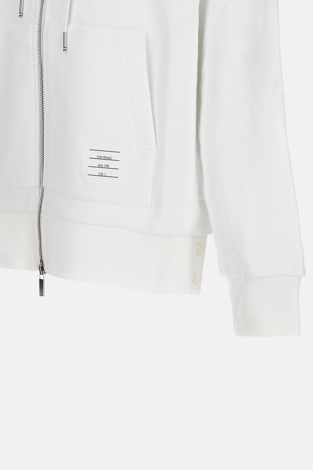Thom Browne Zip-up Pullover With Adjustable Hood And Patch Logo In White