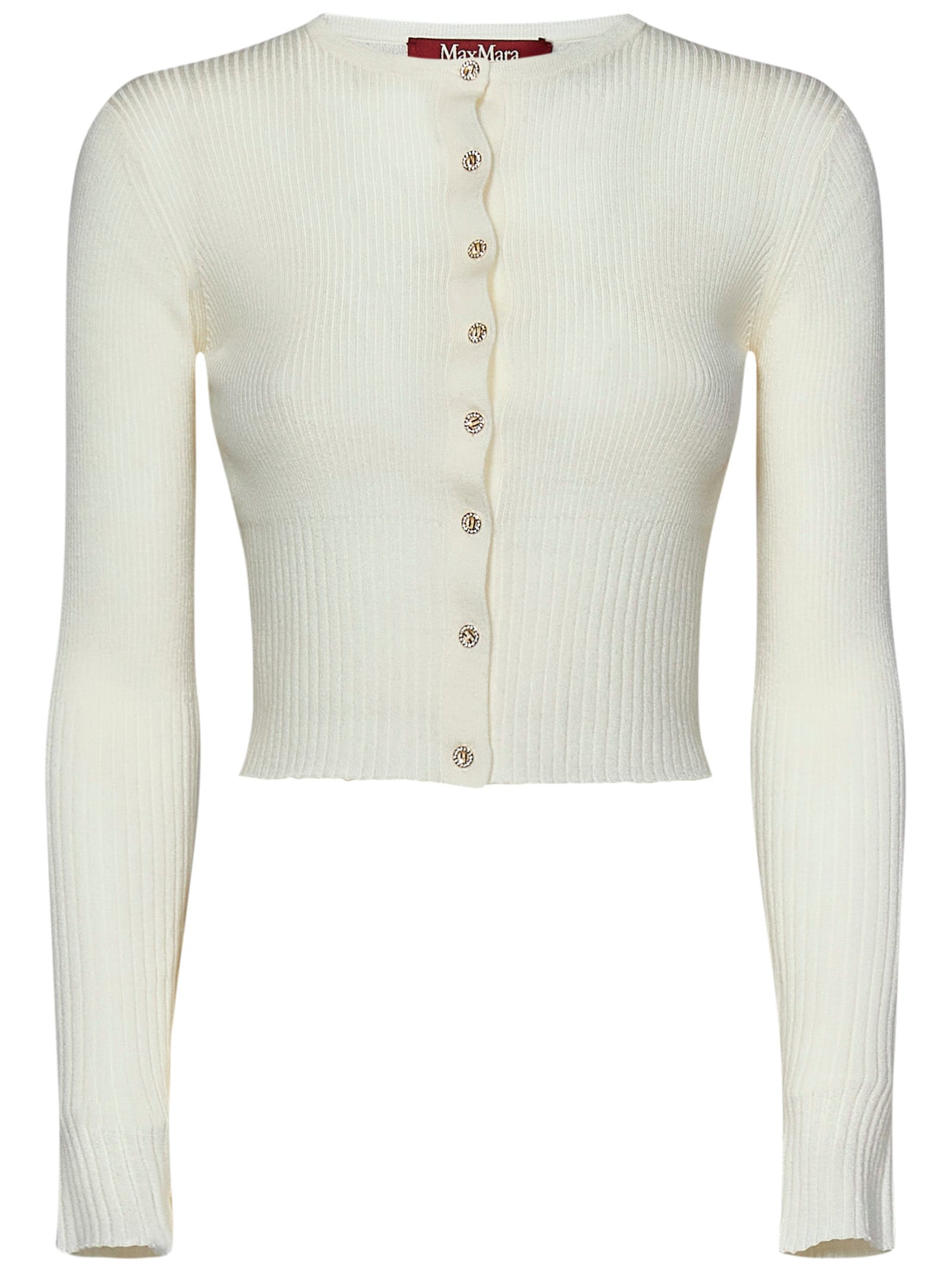 Shop Max Mara Maxmara Studio Feriale Cardigan In Ivory