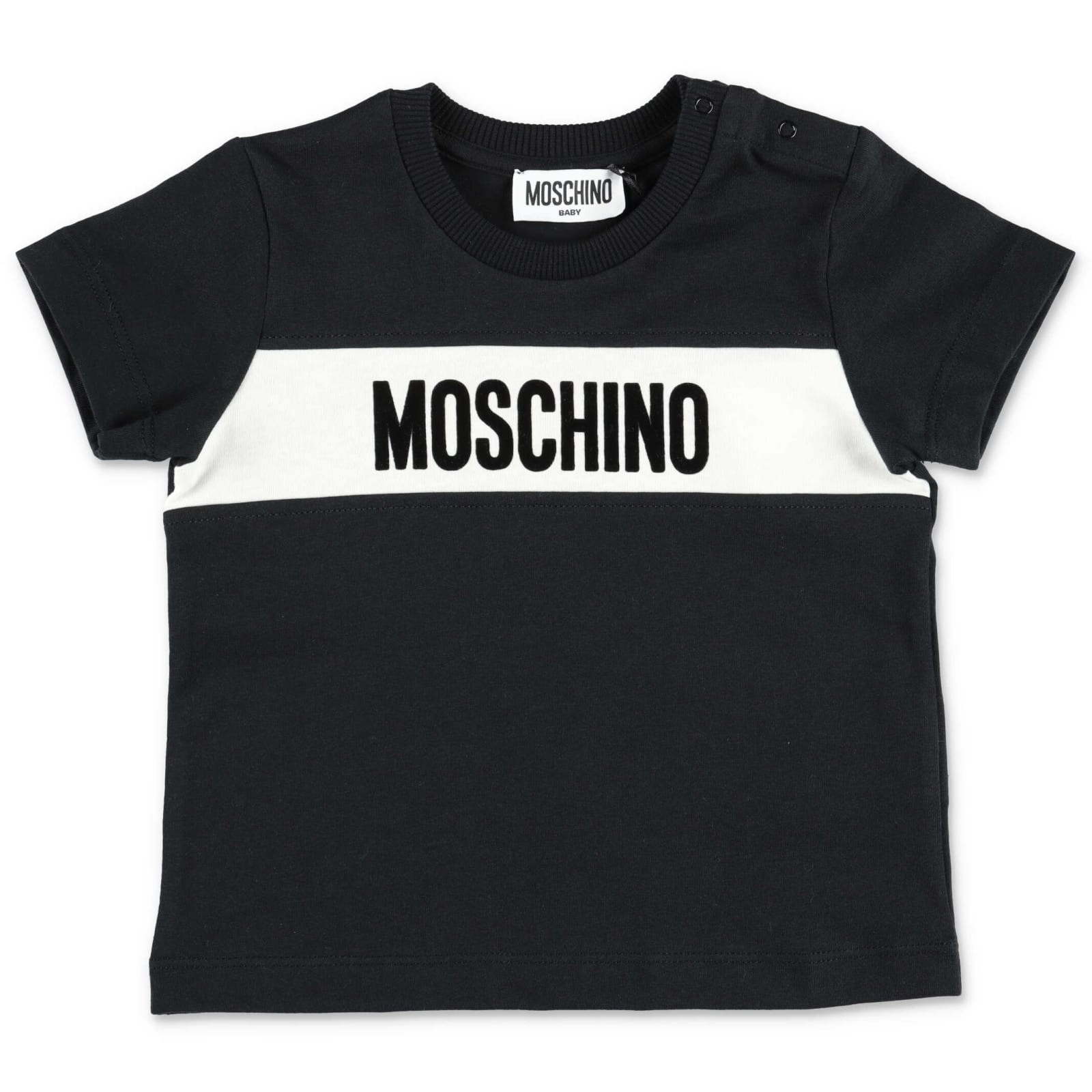 Moschino T-shirt Nera In Jersey Di Cotone