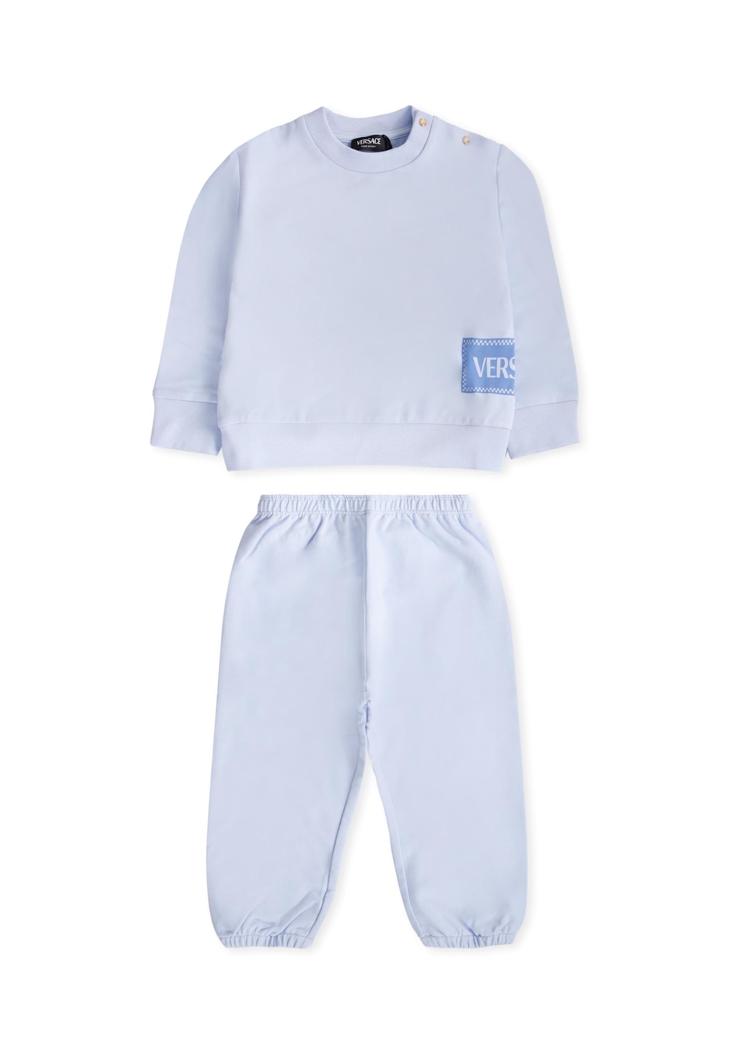 Versace Light Blue Tracksuit With 90 Vintage Logo For Baby Girl In Blue