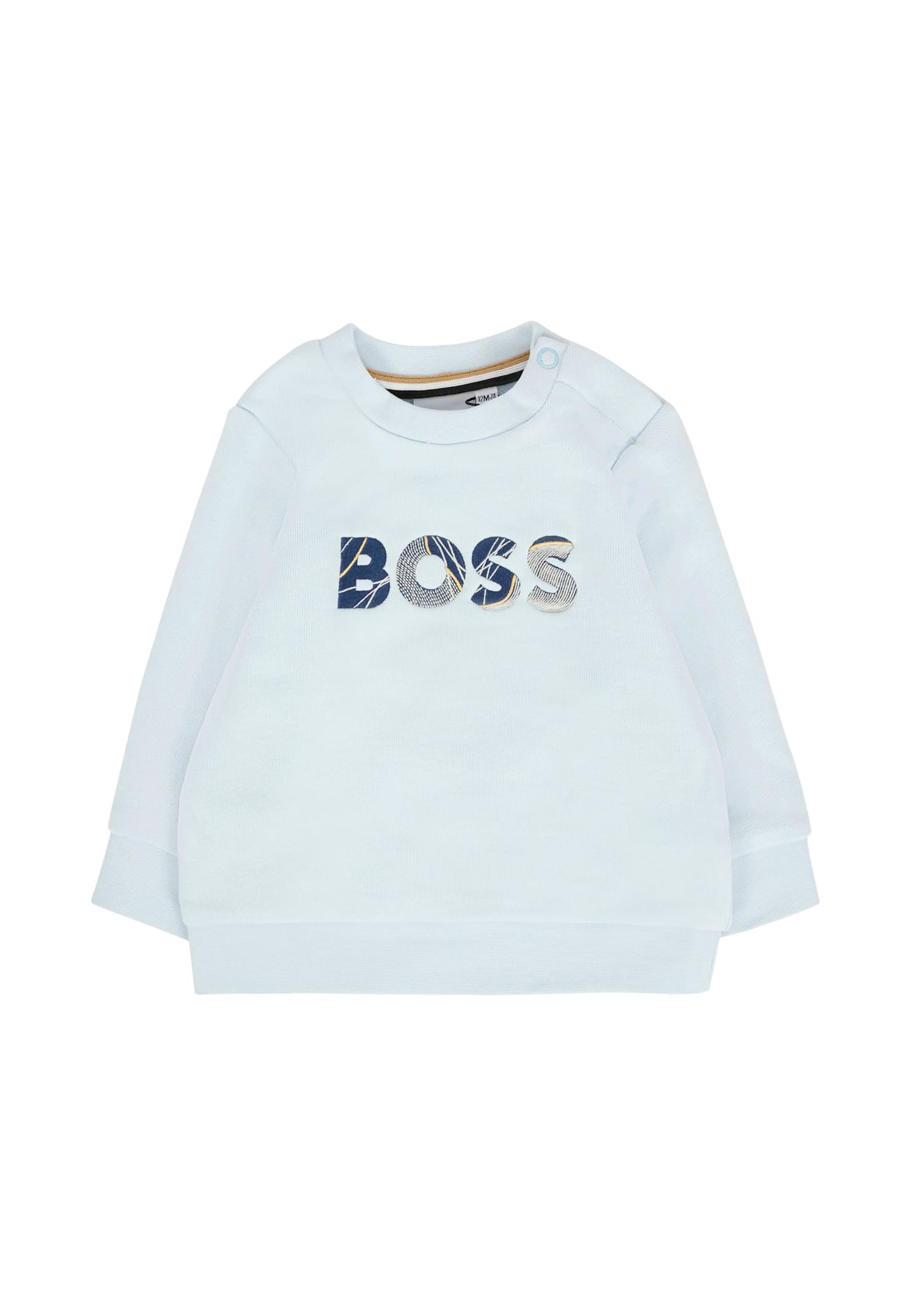 Hugo Boss Light Blue Sweatshirt For Baby Boy With Logo In Green