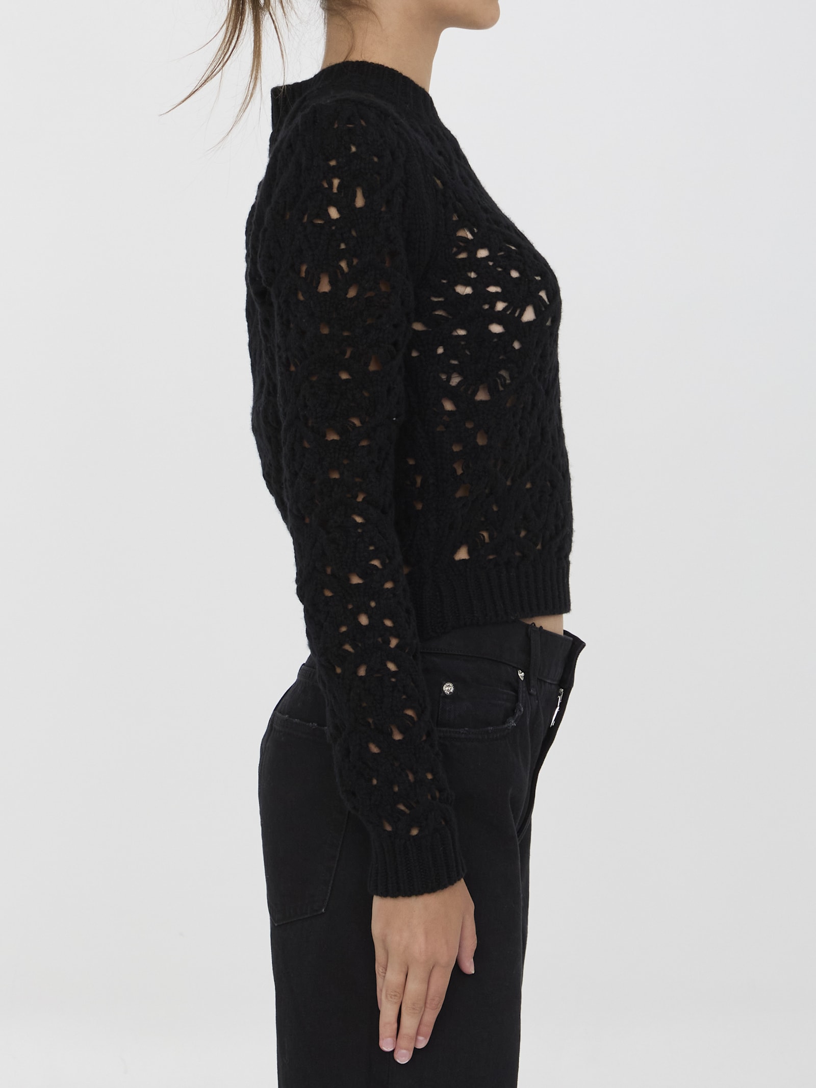 Shop Chloé Wool Knit Jumper In Black