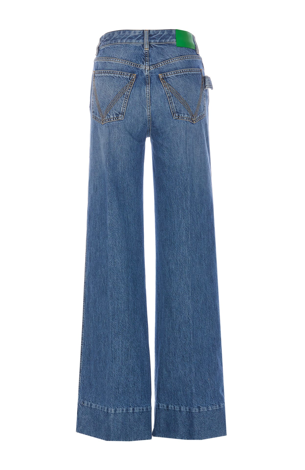 Shop Bottega Veneta Wide Denim Pants In Blue