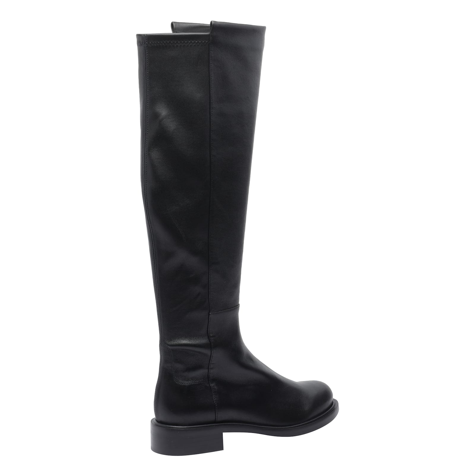 Stuart Weitzman Leather Over The Knee Boots With Pull-on Design In Black