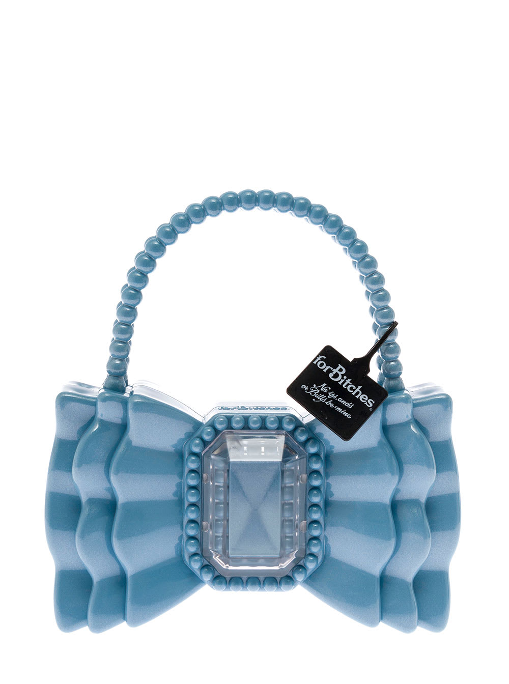 Forbitches For Bitches Womans Light Blue Glittered Rubber Handbag