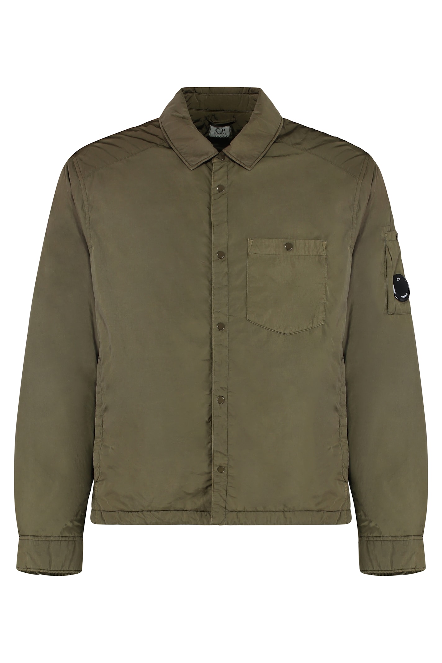 C.p. Company Lens-detail Padded Shirt Jacket In Green