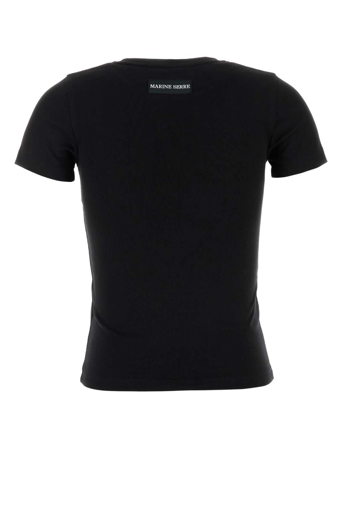 Marine Serre Moon Logo Crop T-shirt In Black