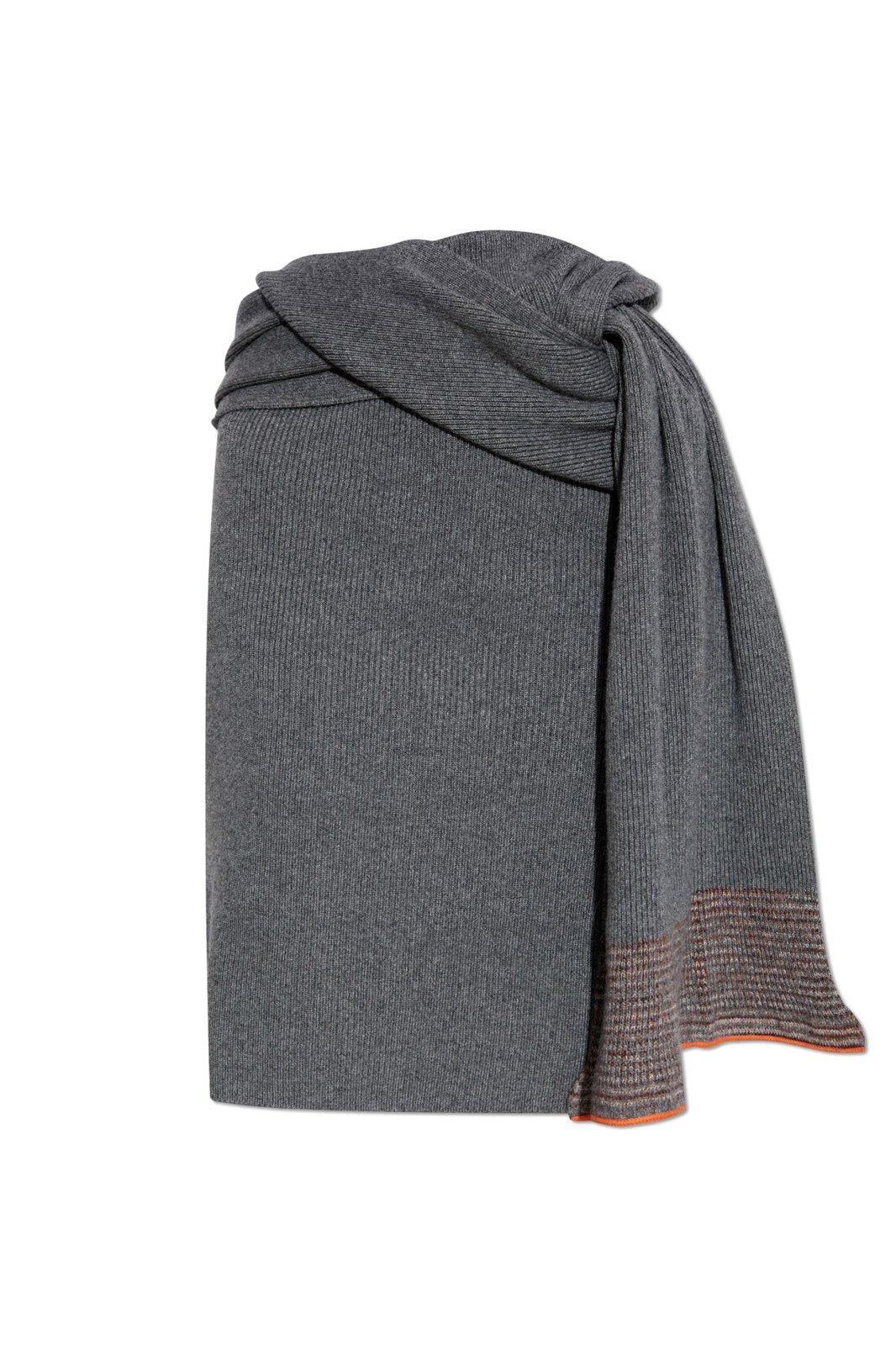 Shop Etro Knotted Knitted Skirt In Grey