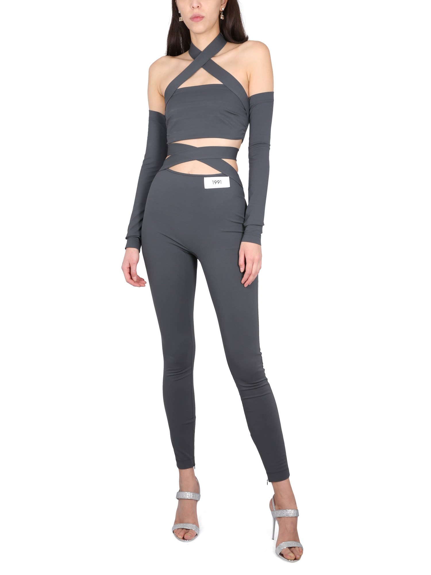 Dolce & Gabbana Viscose Top With Sleeves In Gray