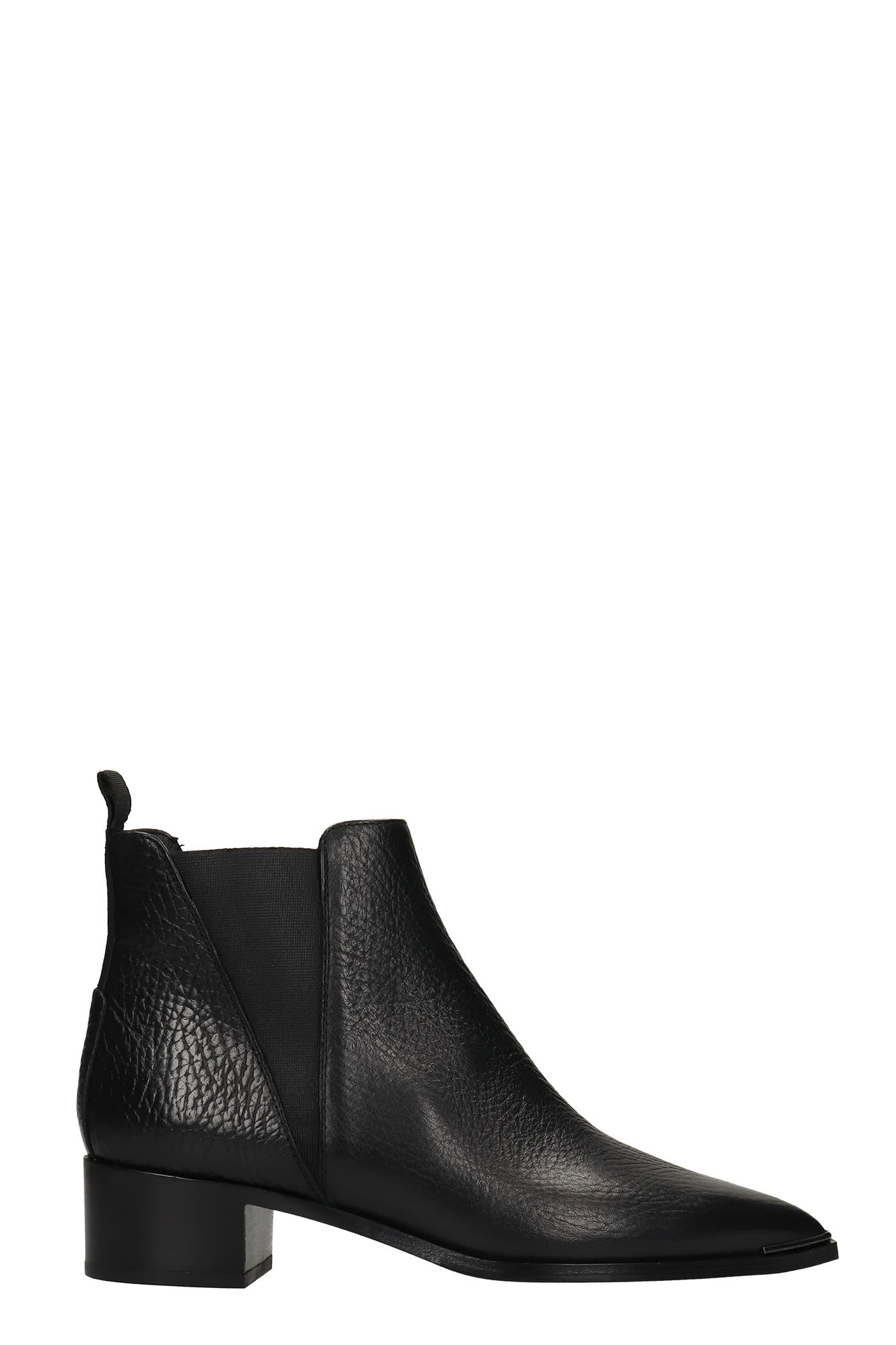 ACNE STUDIOS JENSEN LOW HEELS ANKLE BOOTS IN BLACK LEATHER,AD0269900