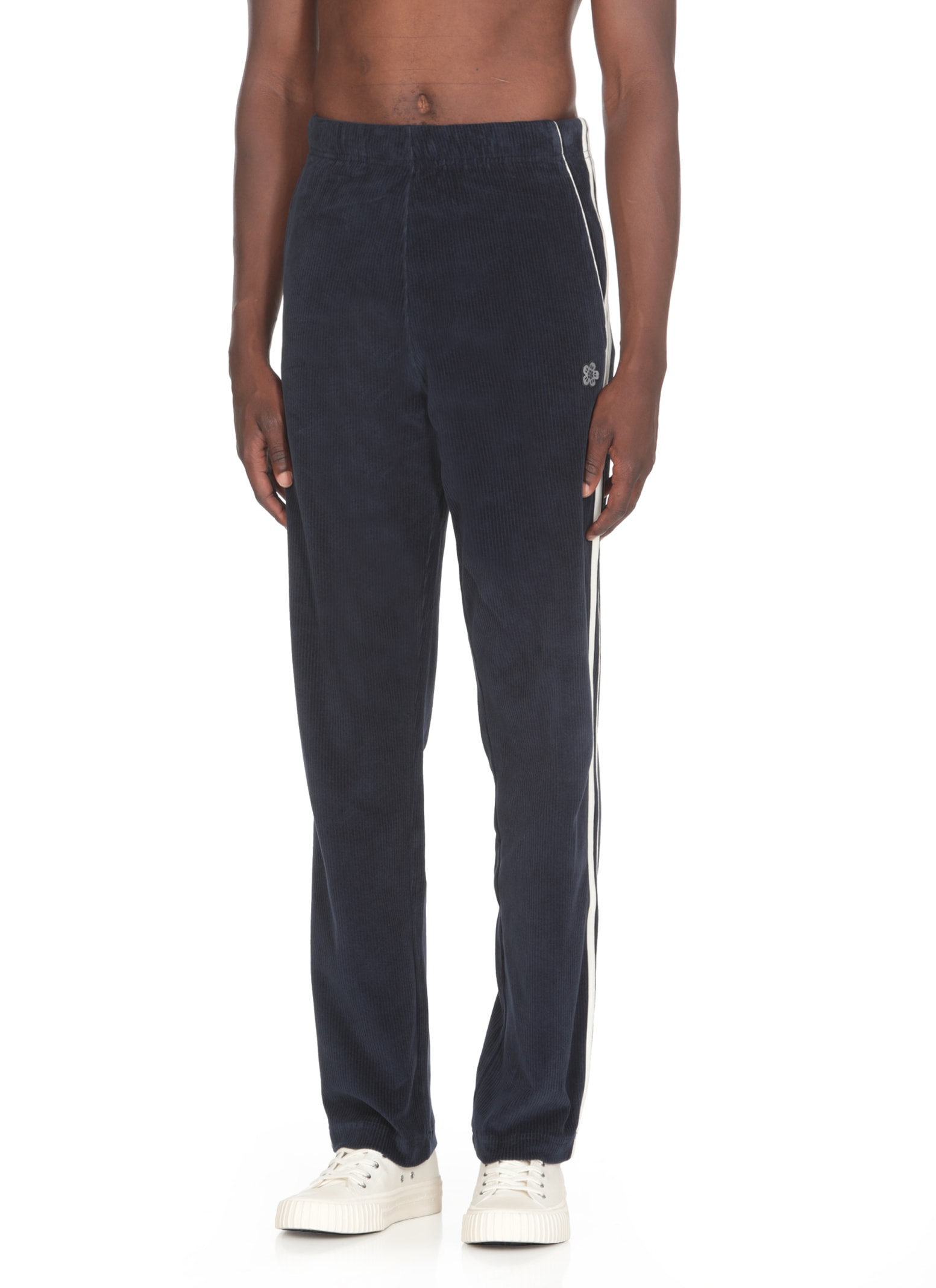 Shop Kenzo Boke Flower Velvet Track Pants In Blue