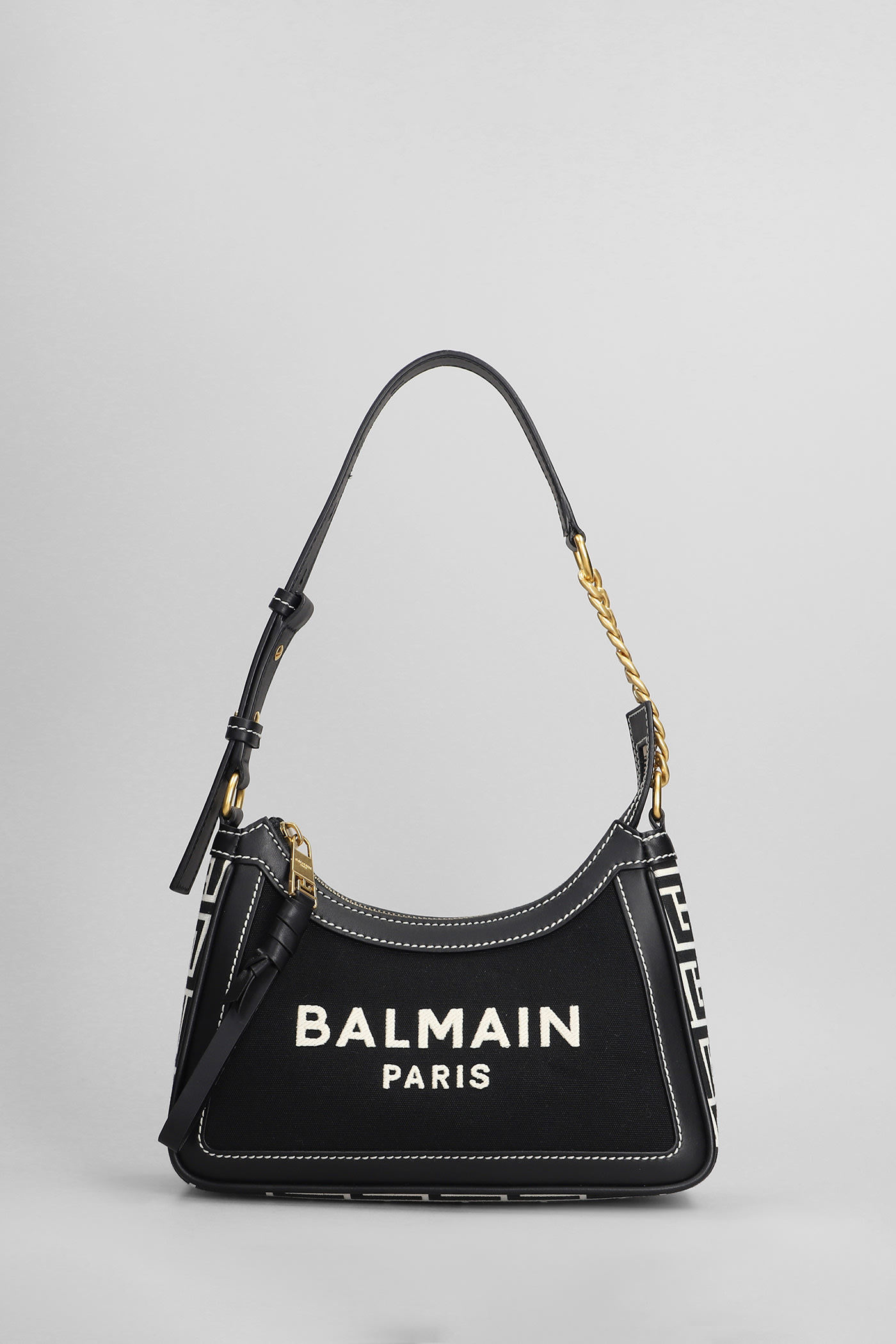 B Army Shoulder Bag In Black Leather And Fabric