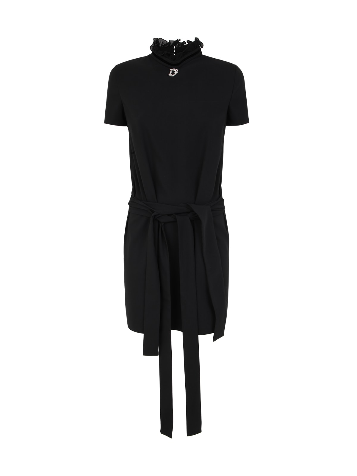 Dsquared2 Short Black Dress With Crystals In Black