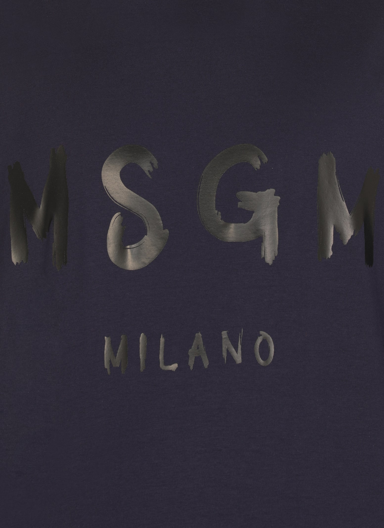 Msgm Over T-shirt In Blue Cotton With Printed Black Logo