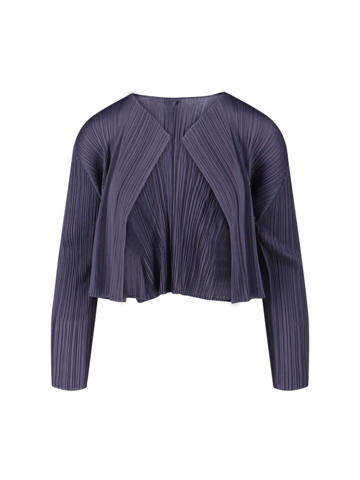 Issey Miyake Pleated Cardigan In Blue