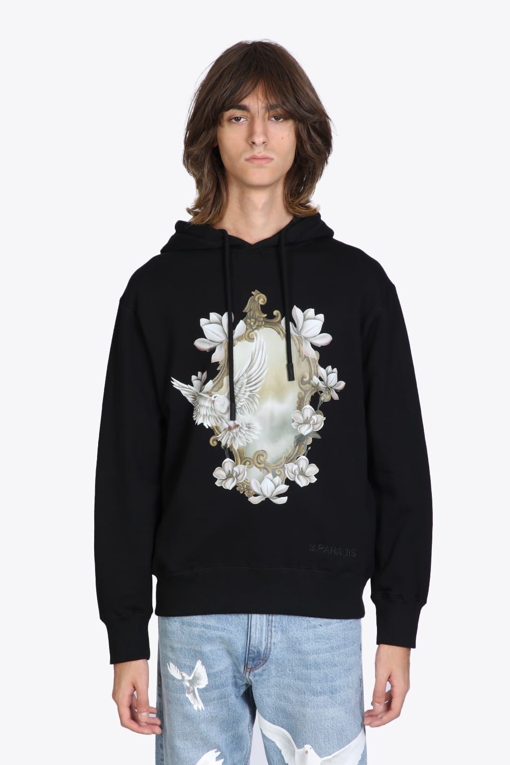 3.Paradis Mirror Hooded Sweater Black cotton hoodie with graphic print - Mirror hooded sweater