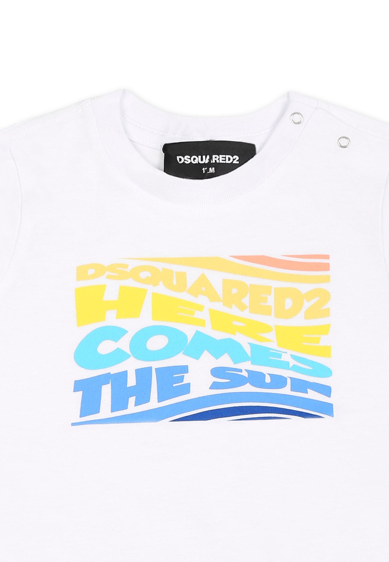 Dsquared2 White T-shirt For Baby Boy With Multicolor Logo In White