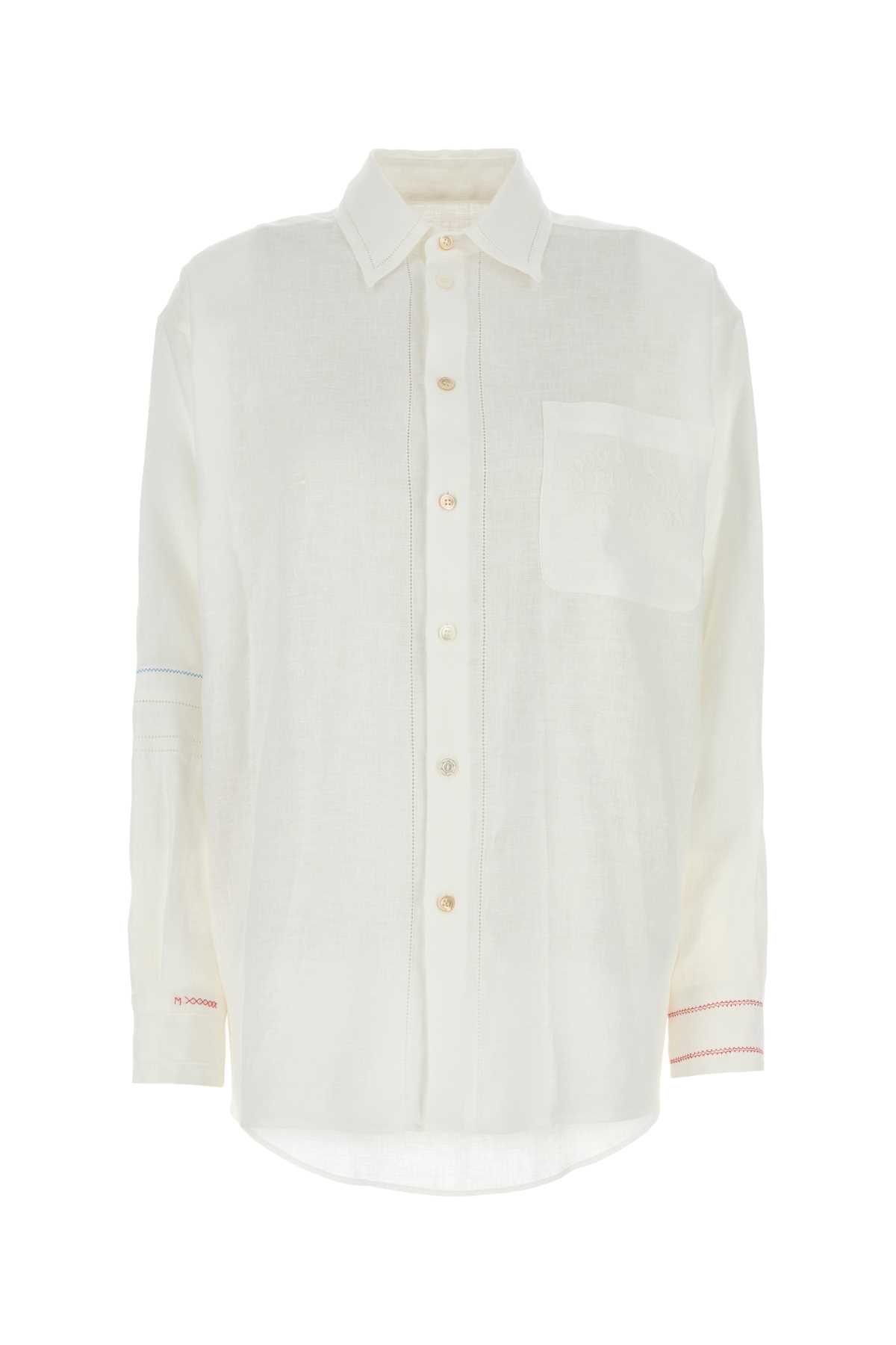 Marni Camicia In Lino Bianco Donna In Lilywhite