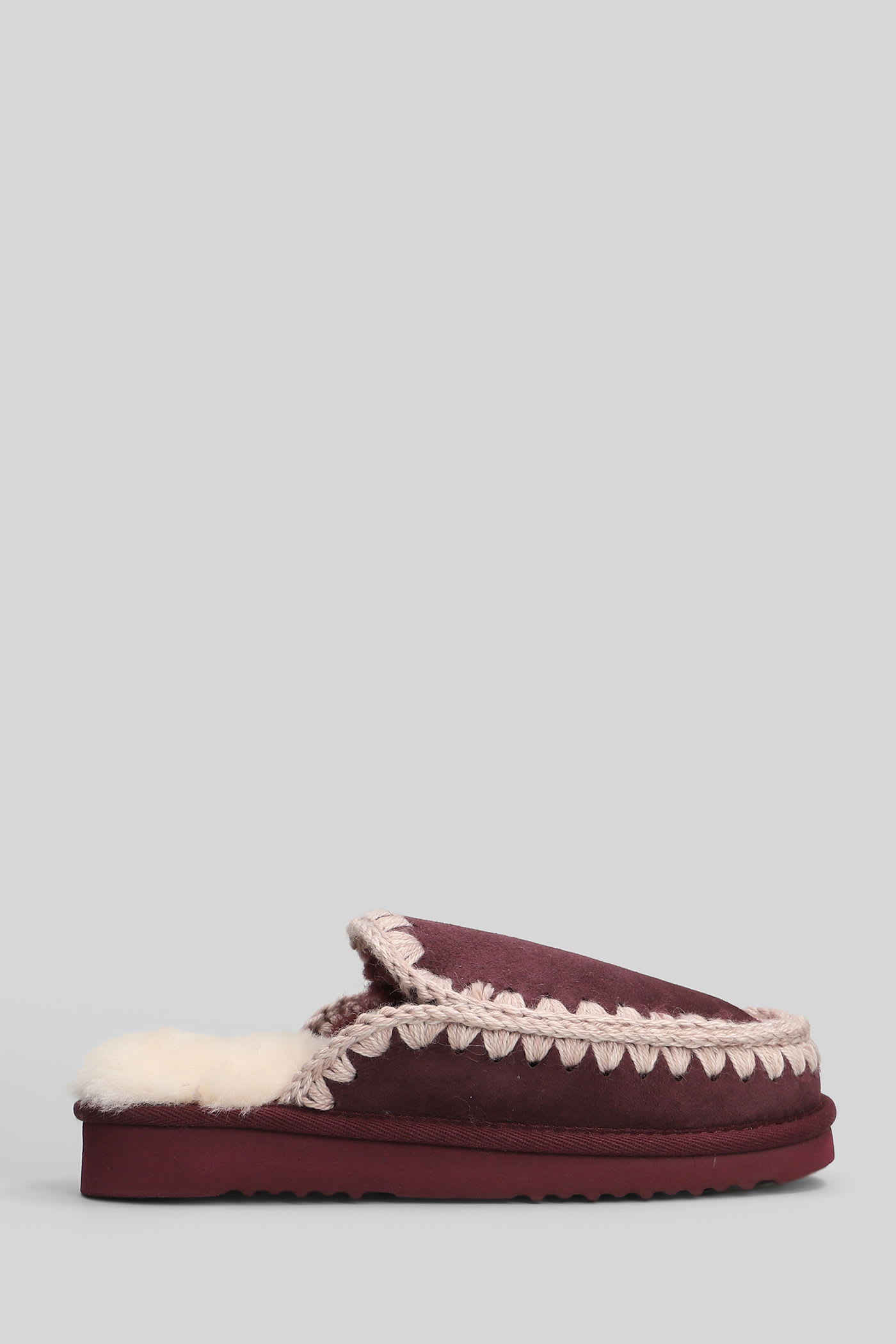 Mou Eskimo Slipper Slipper-mule In Bordeaux Suede In Burgundy