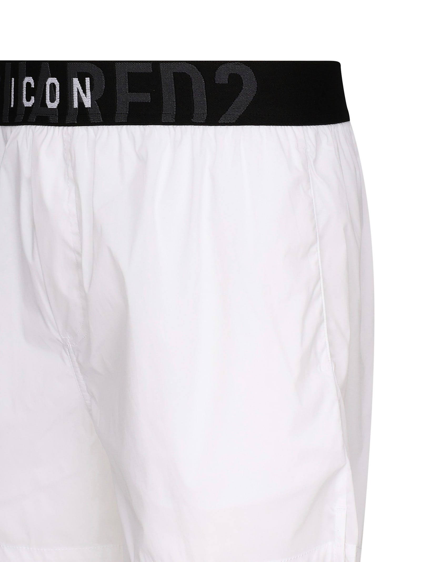 Dsquared2 White Logo Midi Waist Swim Shorts In White