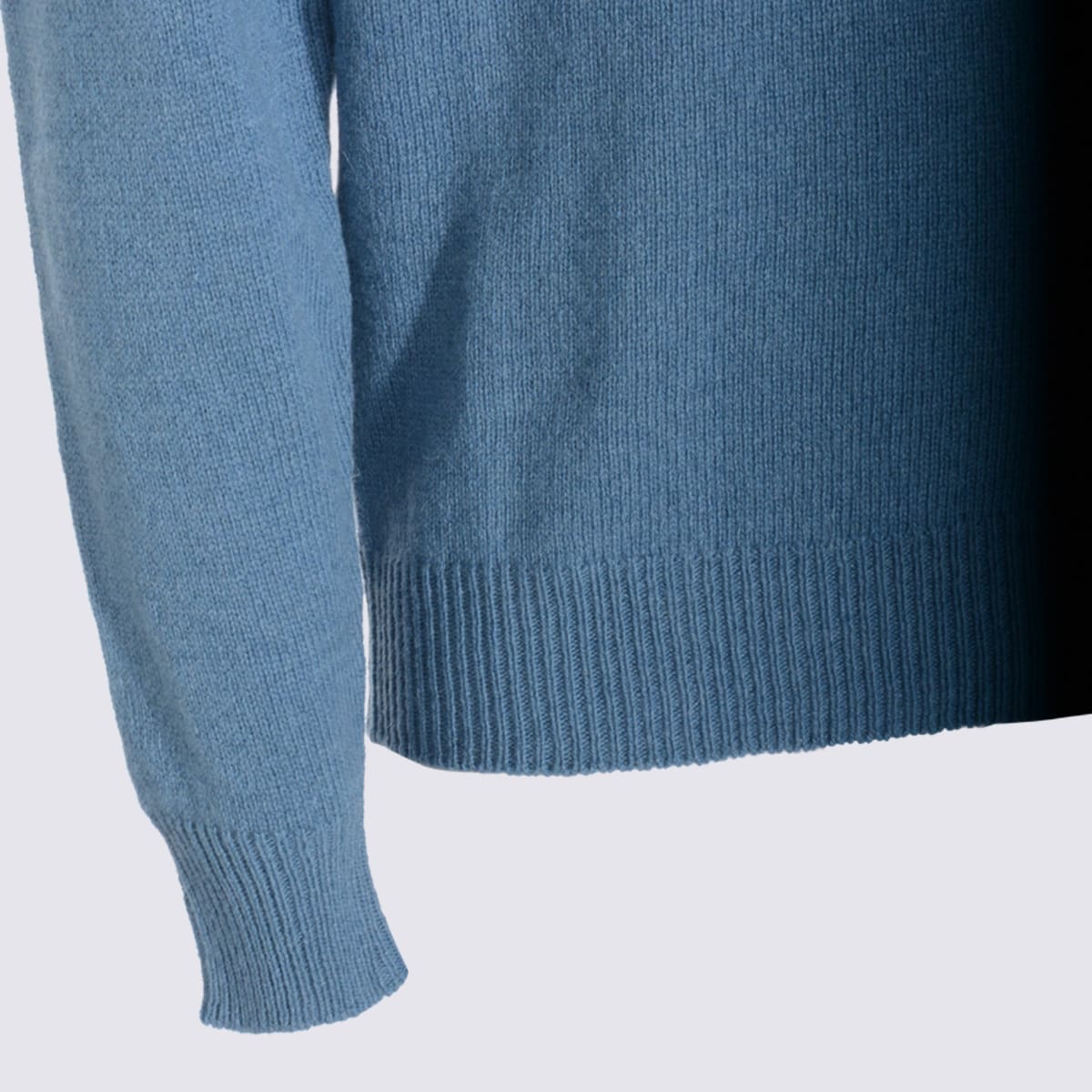 Lardini Polo Collar Sweater With Ribbed Cuffs And Hem In Blue