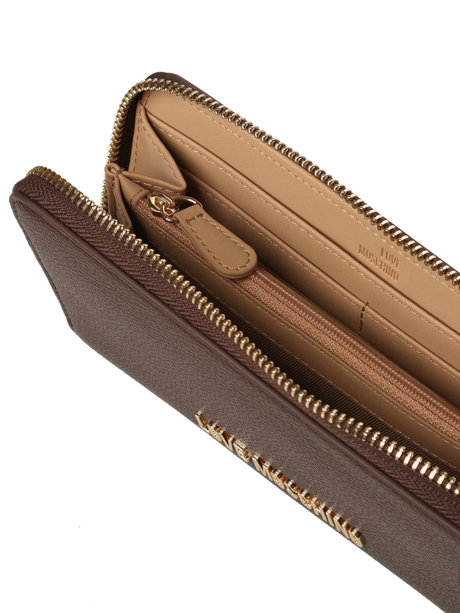 Love Moschino Logo Zip-around Wallet In Brown