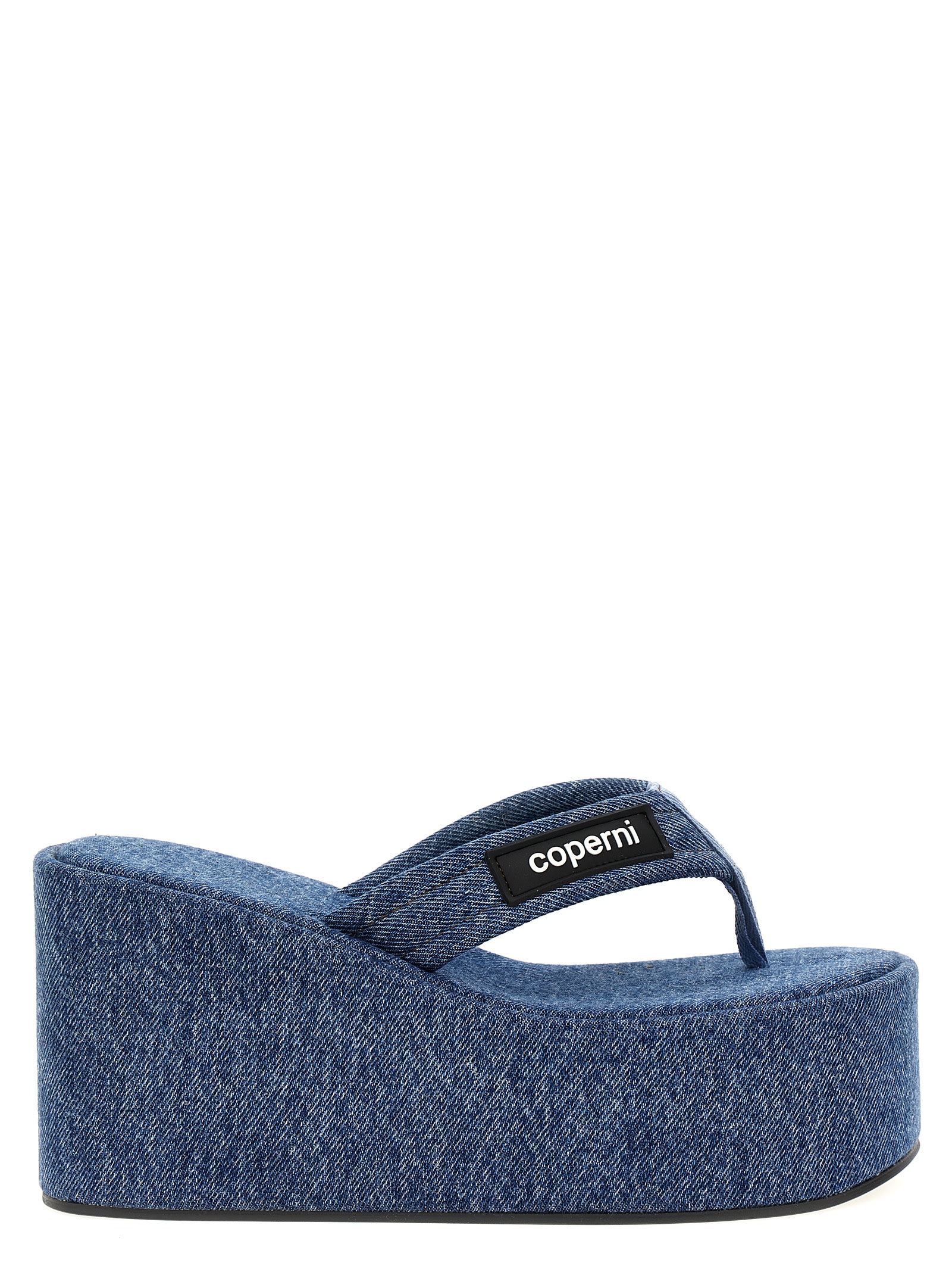 Shop Coperni Branded Wedge Sandals In Blue
