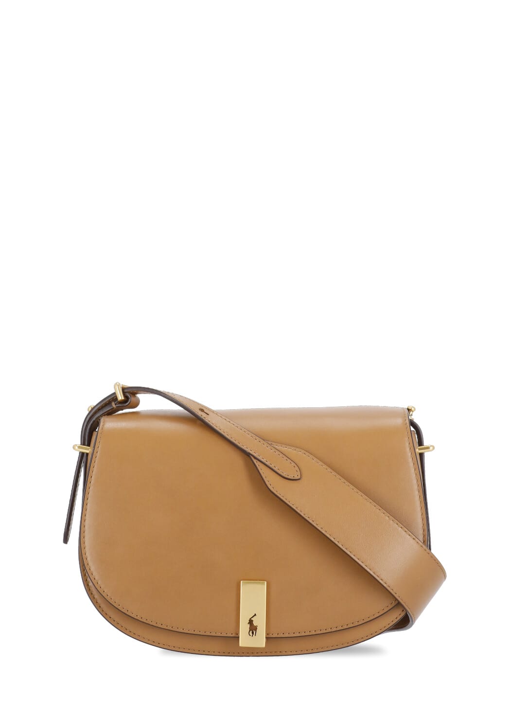 Shop Ralph Lauren Mini Saddle Shoulder Bag In Brown
