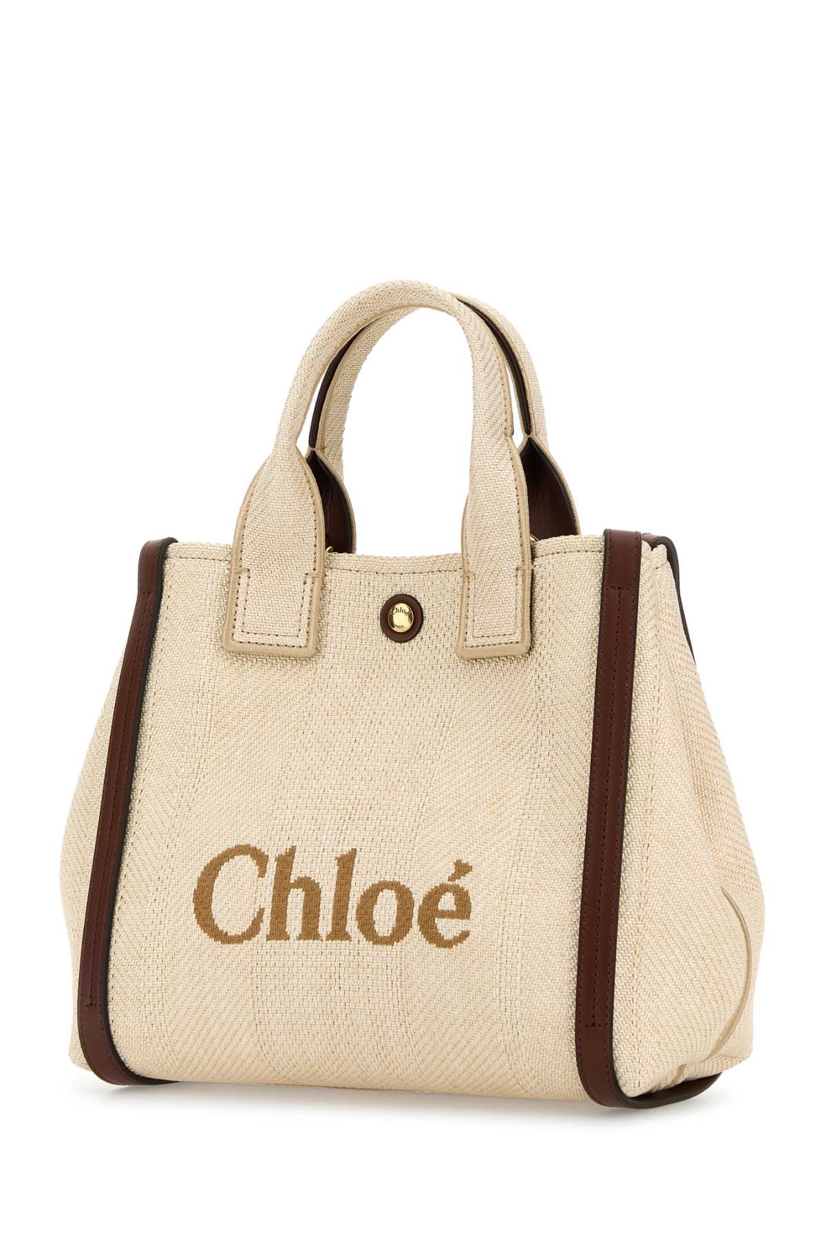 Chloé Sand Canvas Small Carry Handbag In Sand
