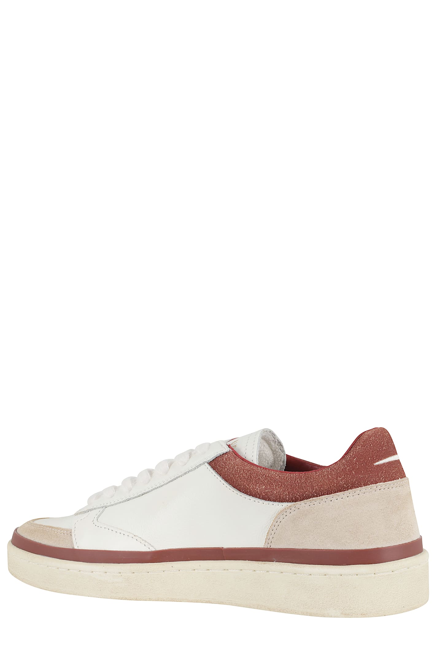 Ghoud Beige Low-top Sneakers With Perforated Detailing In White
