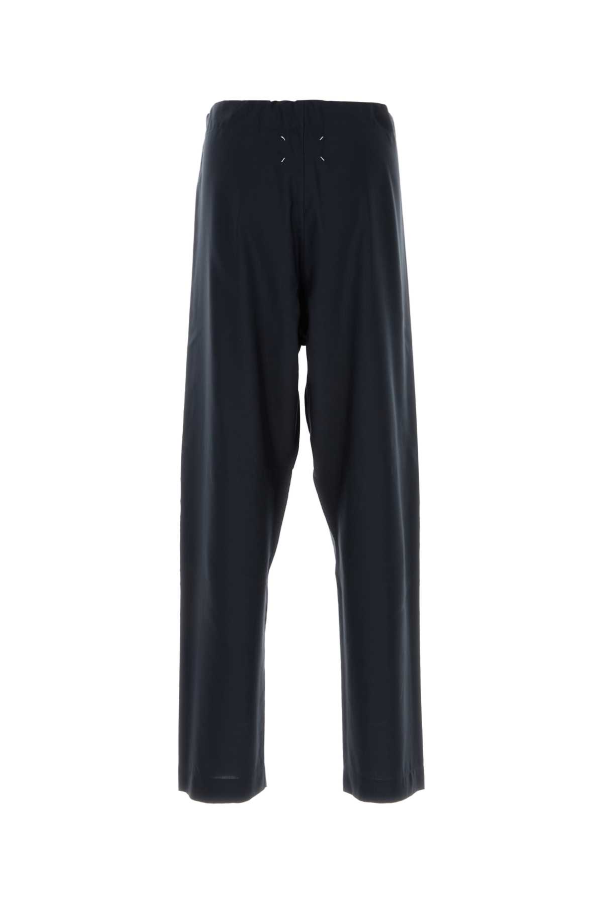 Shop Maison Margiela Navy Blue Silk Pyjamas Pant