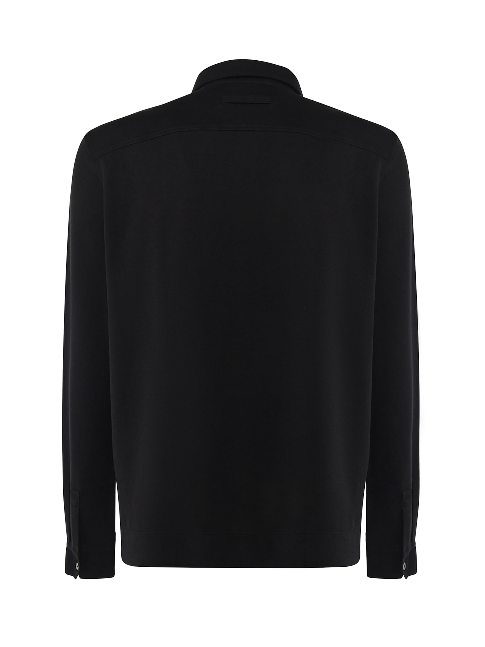 Shop Zegna Long-sleeved Polo Shirt In Black