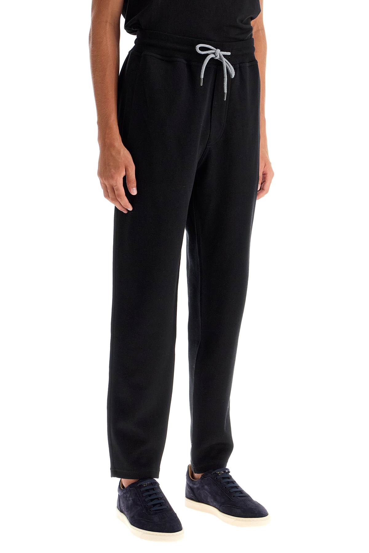 Shop Brunello Cucinelli Interlock Jersey Pants For Men In Nero (black)