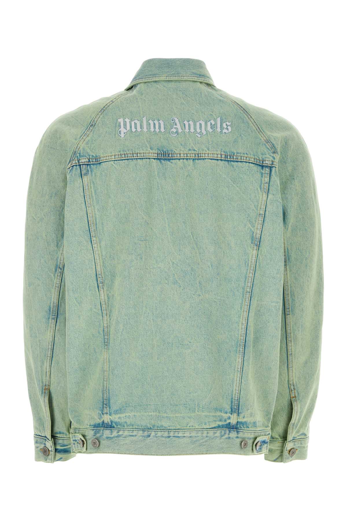 Shop Palm Angels Mint Green Denim Jacket In Mintoff