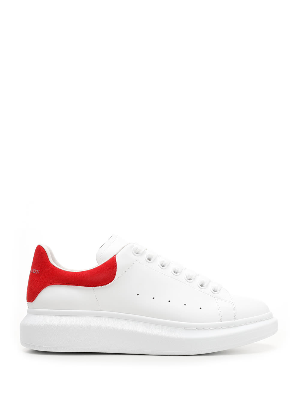 Shop Alexander Mcqueen Oversize Sneakers With Red Heel Tab In White/lust Red