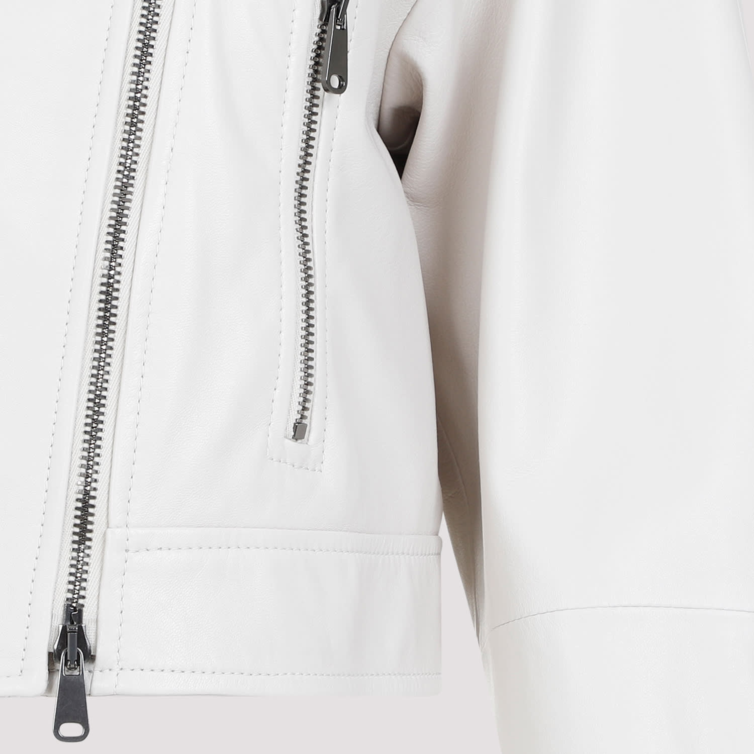 Shop Brunello Cucinelli Leather Jacket In Bianco Invernale